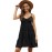 Black Spaghetti Straps Ruched Ruffled Mini Dress